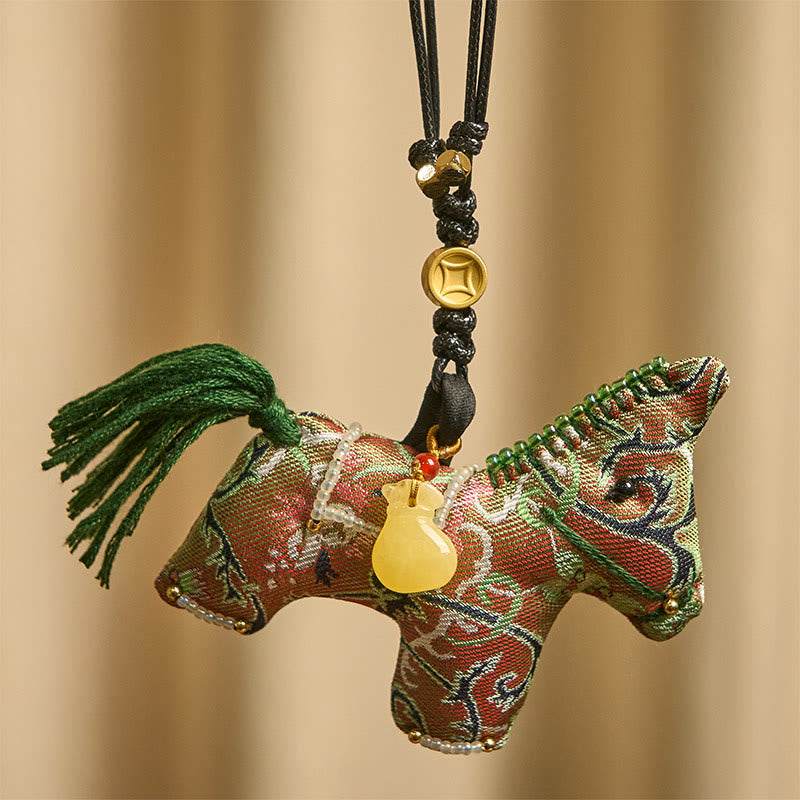 Buddha Stones , Jahr des Pferdes Shu, Brokat, Seide, lockiges Gras, Granatapfelmuster, hängende Dekoration - image 1