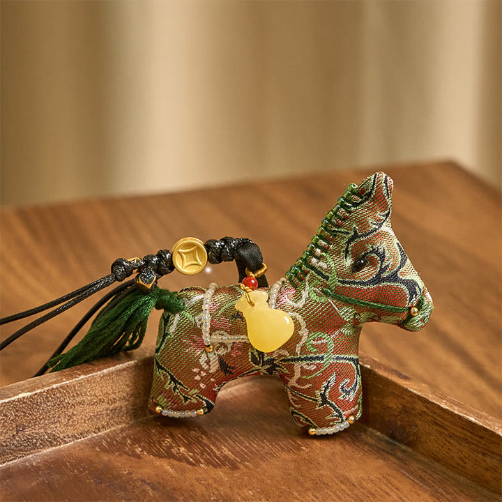 Buddha Stones , Jahr des Pferdes Shu, Brokat, Seide, lockiges Gras, Granatapfelmuster, hängende Dekoration - image 2