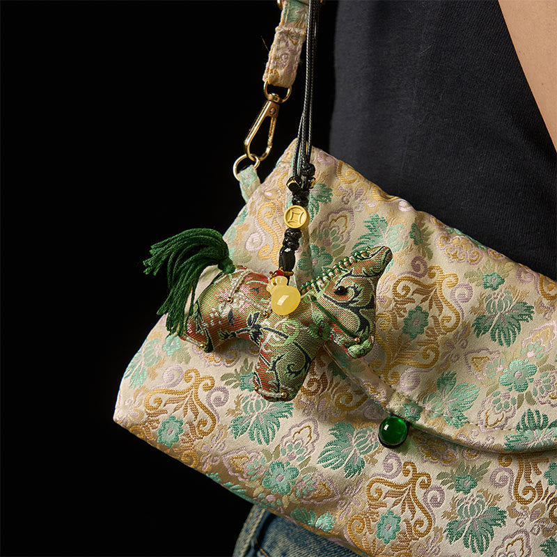 Buddha Stones , Jahr des Pferdes Shu, Brokat, Seide, lockiges Gras, Granatapfelmuster, hängende Dekoration - image 4