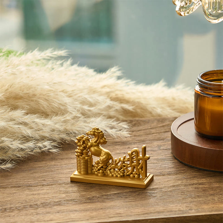 Buddha Stones "Werde jetzt reich" Jahr des Pferdes Barren Wohlstand Heimdekoration - image 2
