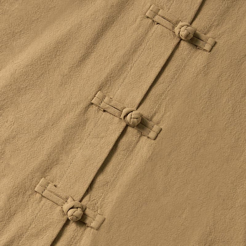 Buddha Stones Ethnic Frog-Button Langarm-Stehkragen Damen-Baumwollhemd mit Taschen - image 4