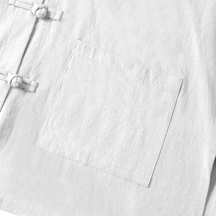 Buddha Stones Ethnic Frog-Button Langarm-Stehkragen Damen-Baumwollhemd mit Taschen - image 13