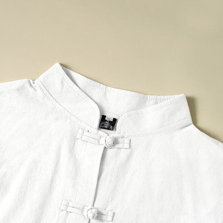 Buddha Stones Ethnic Frog-Button Langarm-Stehkragen Damen-Baumwollhemd mit Taschen - image 10