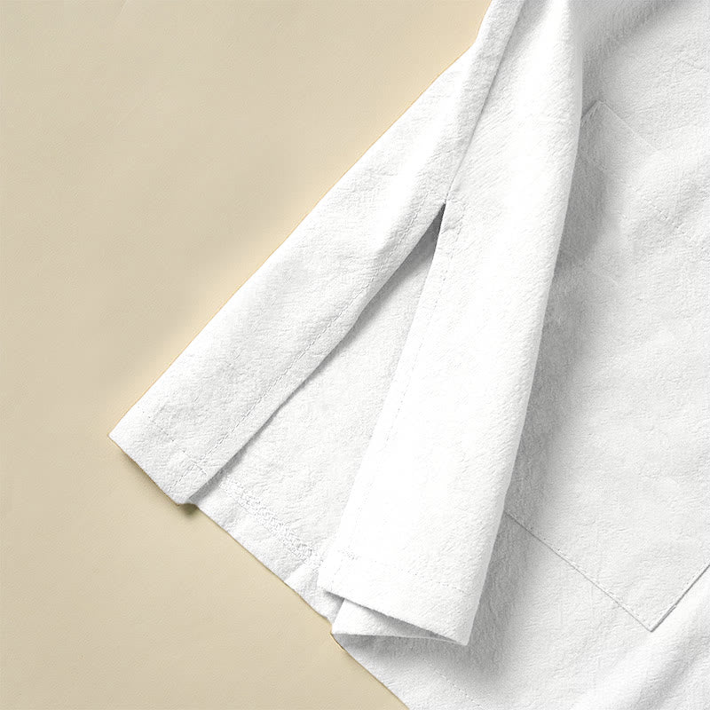 Buddha Stones Ethnic Frog-Button Langarm-Stehkragen Damen-Baumwollhemd mit Taschen - image 9