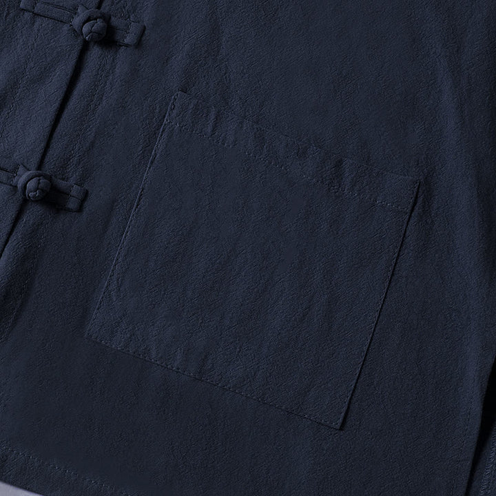 Buddha Stones Ethnic Frog-Button Langarm-Stehkragen Damen-Baumwollhemd mit Taschen - image 25