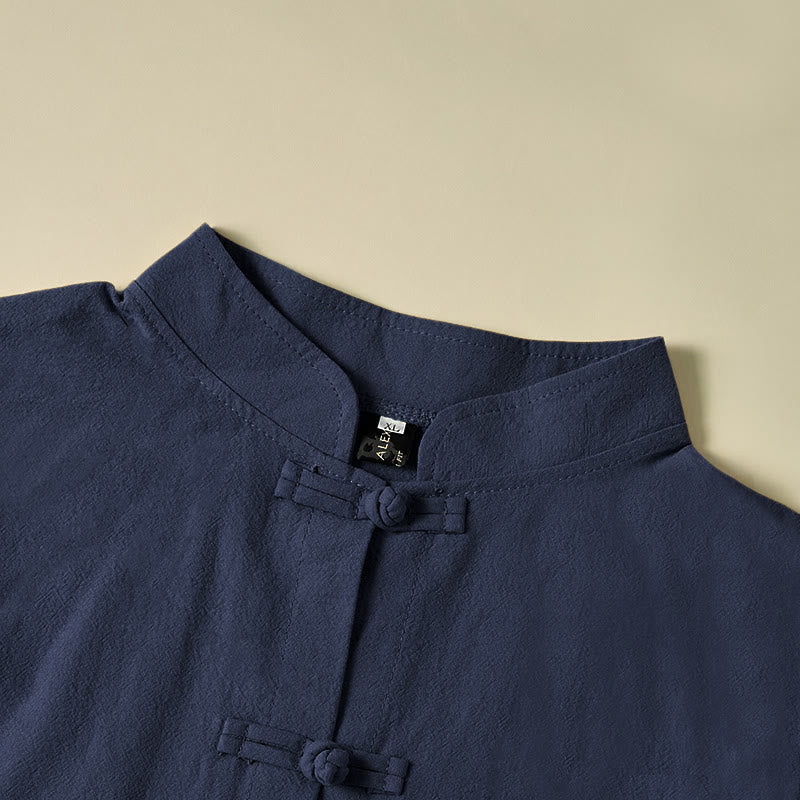 Buddha Stones Ethnic Frog-Button Langarm-Stehkragen Damen-Baumwollhemd mit Taschen - image 23