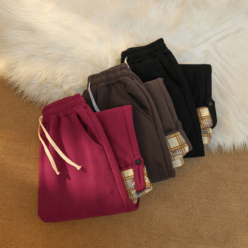 Buddha Stones Damen Patchwork-Hose aus Baumwollcord mit Fleecefutter und weitem Bein und Taschen - image 43