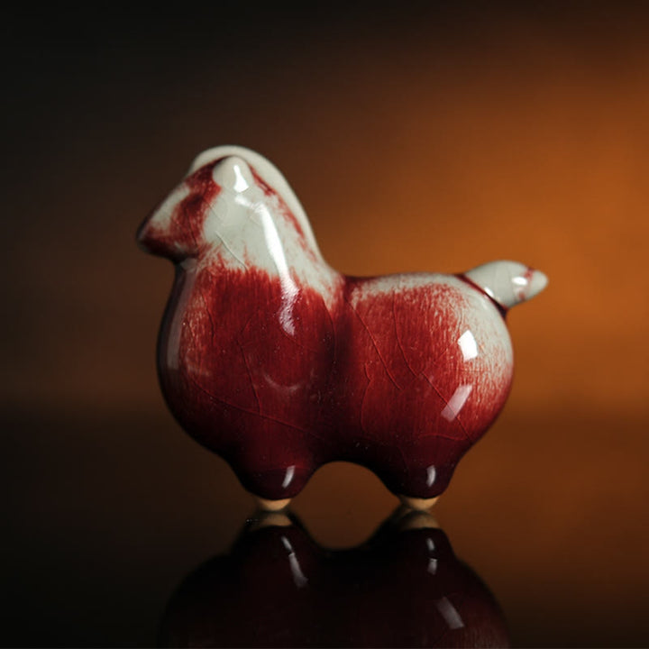 Buddha Stones , Jahr des Pferdes, Keramik, Wohlstands-Heimdekoration - Keramikpferd 10 x 4 x 8,5 cm - image 0