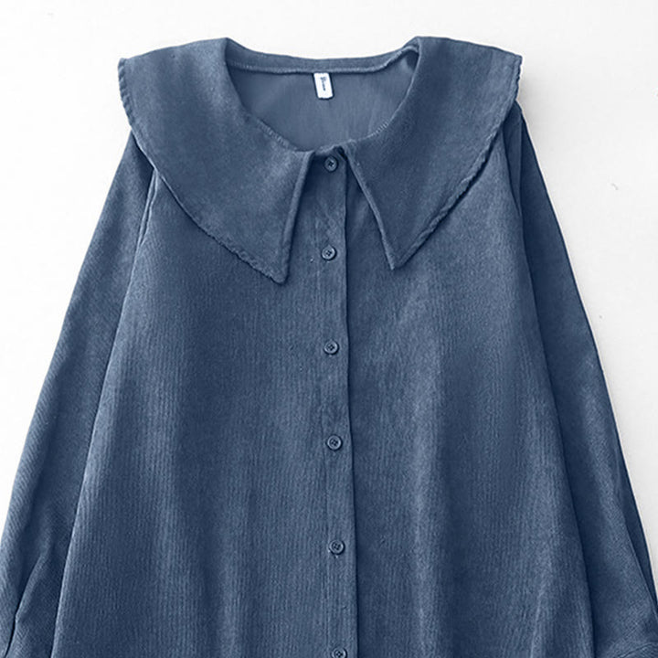 Buddha Stones – Fall – Langärmliges Midikleid aus Cord mit schlichtem Knopfdesign und Taschen - image 2