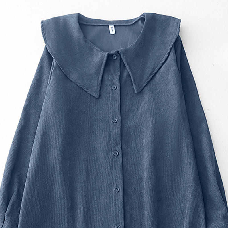 Buddha Stones – Fall – Langärmliges Midikleid aus Cord mit schlichtem Knopfdesign und Taschen - image 2