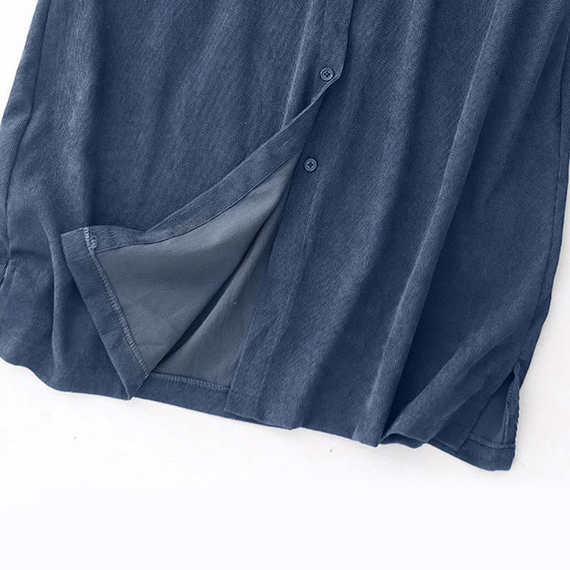 Buddha Stones – Fall – Langärmliges Midikleid aus Cord mit schlichtem Knopfdesign und Taschen - image 3