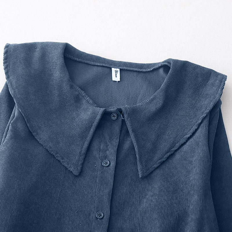 Buddha Stones – Fall – Langärmliges Midikleid aus Cord mit schlichtem Knopfdesign und Taschen - image 4