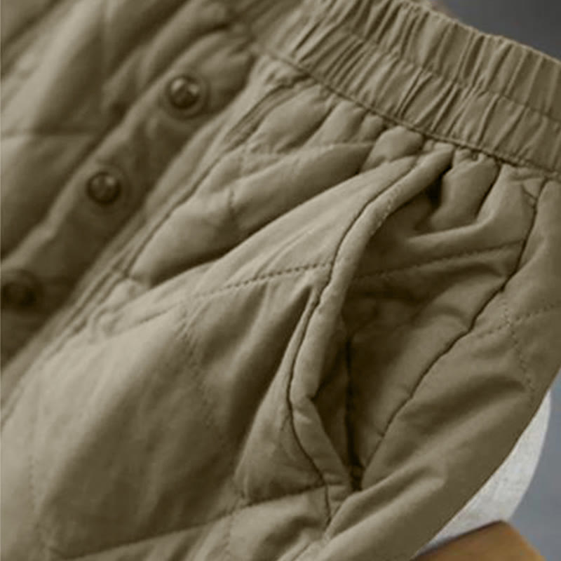 Buddha Stones Damen-Baumwollrock, schlicht, wattiert, Thermorock, Länge 7-8, mit Taschen - image 6