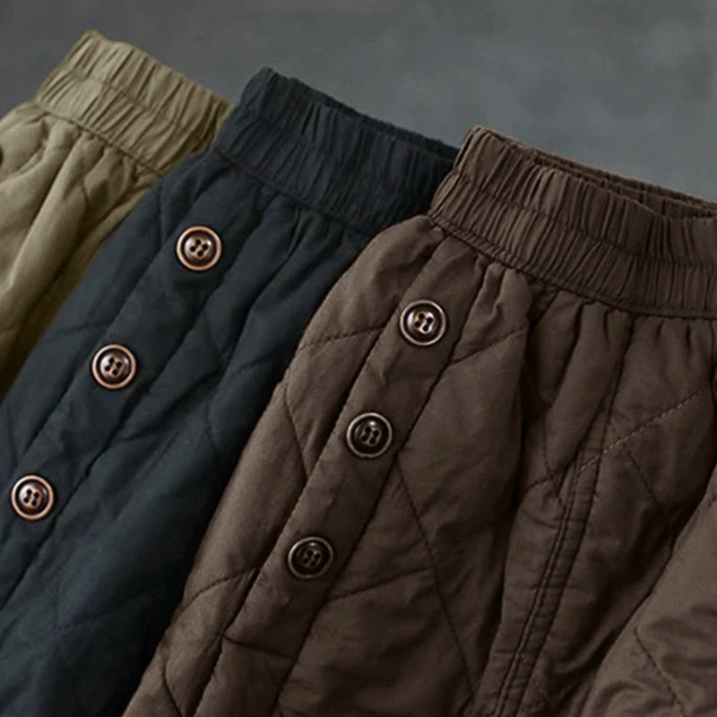 Buddha Stones Damen-Baumwollrock, schlicht, wattiert, Thermorock, Länge 7-8, mit Taschen - image 15