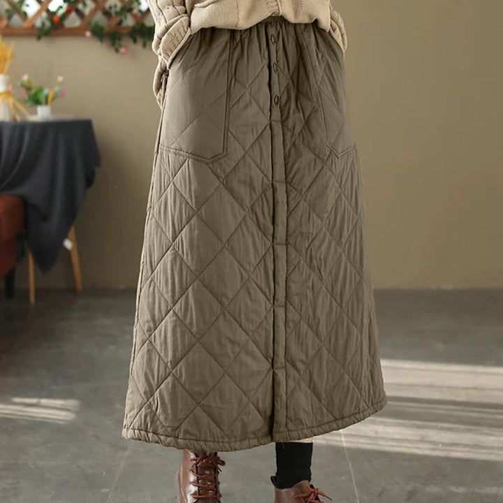 Buddha Stones Damen-Baumwollrock, schlicht, wattiert, Thermorock, Länge 7-8, mit Taschen - image 1