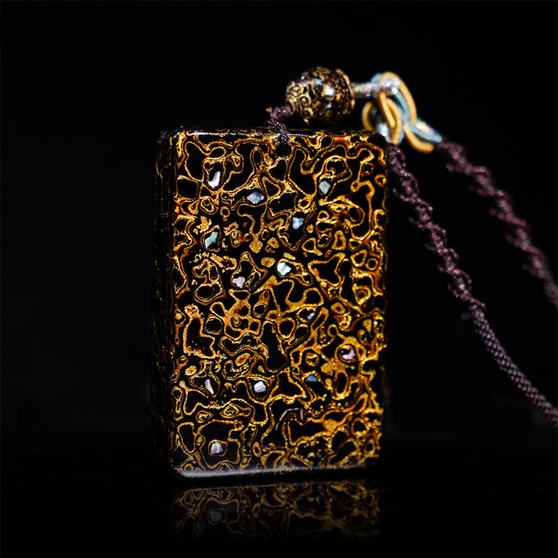 Buddha Stones, handgefertigte Lack- und Sandelholz-Schutzanhänger-Halskette - Schwarz (Anhängergröße: 4 x 6 x 1 cm) - image 12