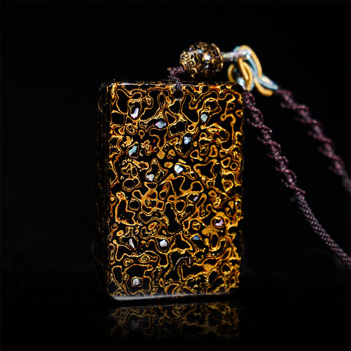 Buddha Stones, handgefertigte Lack- und Sandelholz-Schutzanhänger-Halskette - Schwarz (Anhängergröße: 4 x 6 x 1 cm) - image 12