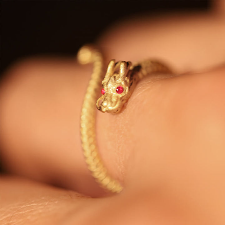 Buddha Stones 925 Sterling Silber Vintage Jahr des Drachen Glück Schutz Stärke verstellbarer Ring - image 8