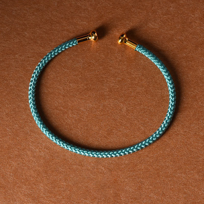 Buddha Stones, schlichtes Design, handgefertigtes Glücksgeflecht-Manschettenarmband - Cyan - image 28