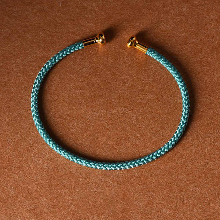 Buddha Stones, schlichtes Design, handgefertigtes Glücksgeflecht-Manschettenarmband - Cyan - image 28
