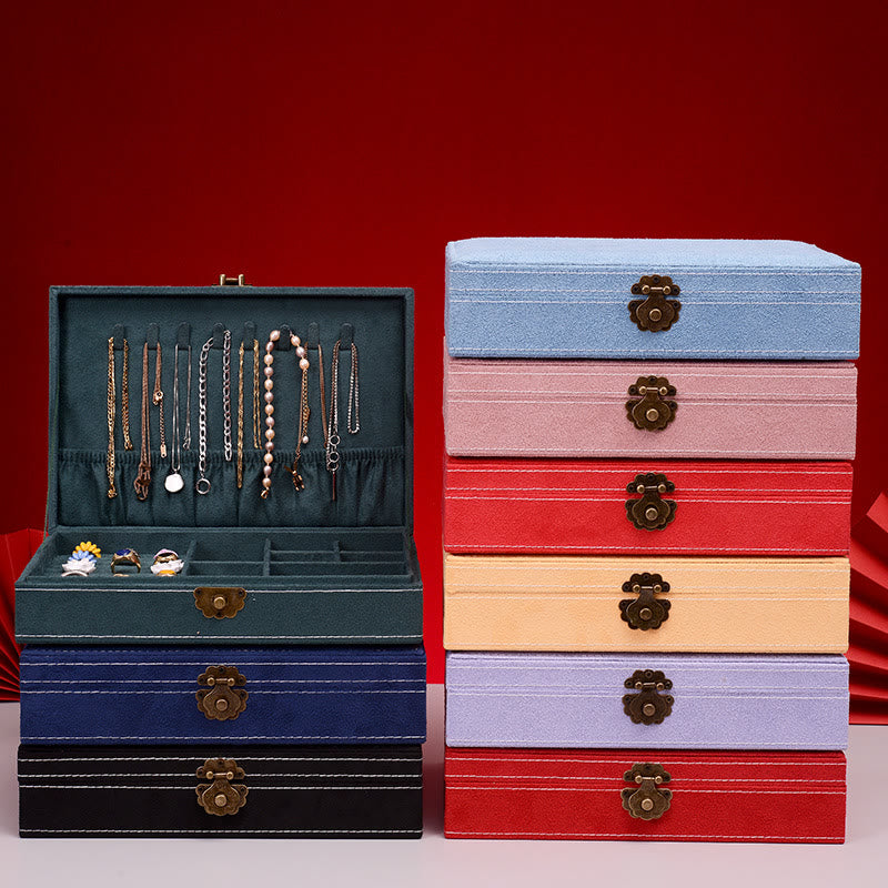 Buddha Stones, schlichtes Design, Schmuckschatulle, Organizer, einlagige Flanell-Schmuckaufbewahrungsbox mit Schloss - image 0