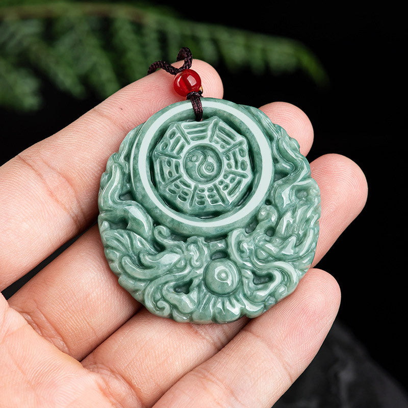 Buddha Stones Drachen Jade Yin Yang Balance Halskette String Anhänger - image 4