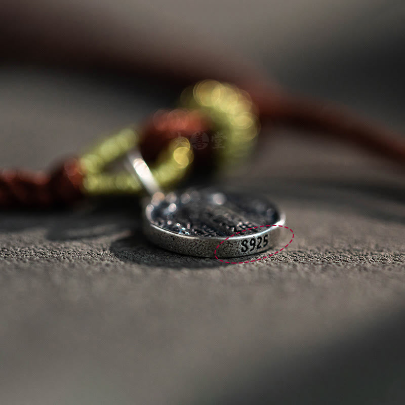 Buddha Stones Handgefertigtes Armband aus 925er-Sterlingsilber, fünf Richtungen, Götter des Reichtums, Glück, Schutz, Schnurgeflecht - image 8