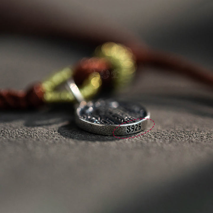 Buddha Stones Handgefertigtes Armband aus 925er-Sterlingsilber, fünf Richtungen, Götter des Reichtums, Glück, Schutz, Schnurgeflecht - image 8