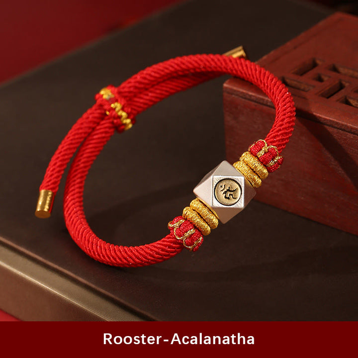 Buddha Stones 999 Sterling Silber Chinesisches Sternzeichen Natal Buddha Rotes Seil GlĂŒck StĂ€rke Handgefertigtes Kinderarmband