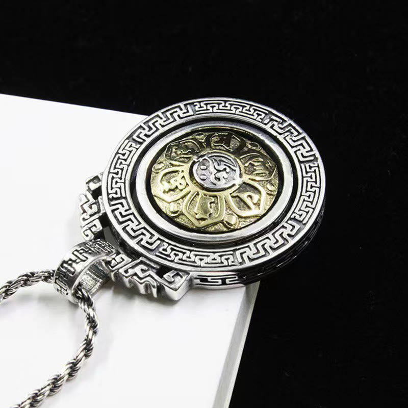 Buddha Stones, tibetischer Om Mani Padme Hum Double Dorje Vajra, drehbarer Reinheits-Friedens-Halskettenanhänger - image 2