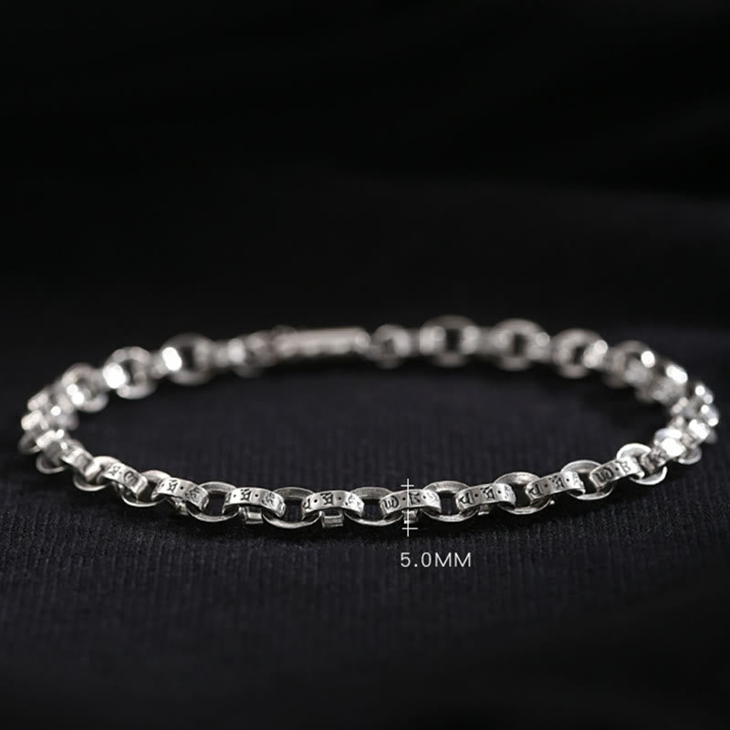 Buddha Stones 925 Sterling Silber Om Mani Padme Hum geschnitztes Design Kreativität Metallarmband - image 15