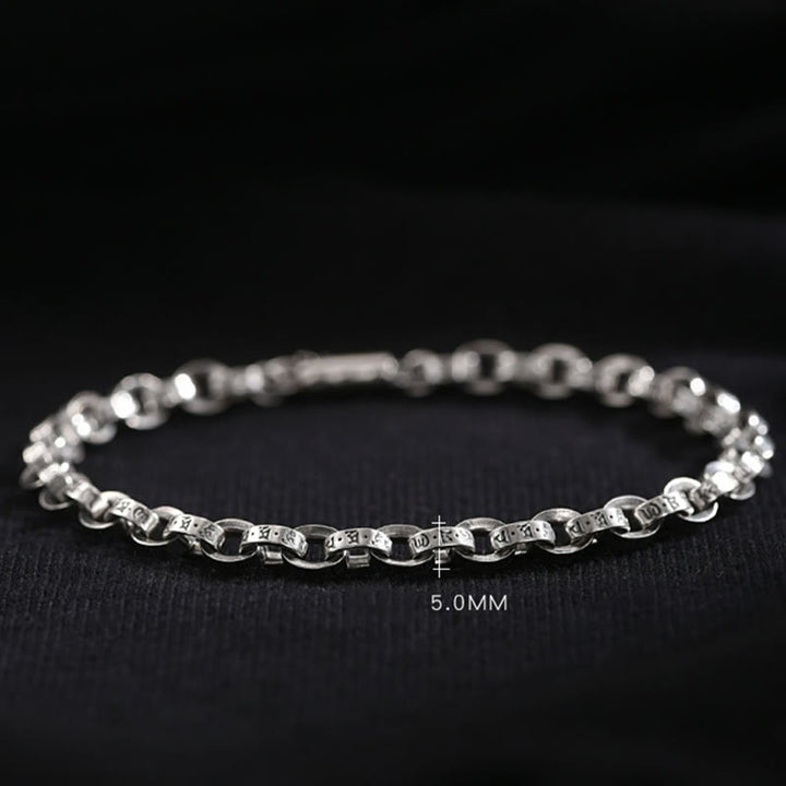 Buddha Stones 925 Sterling Silber Om Mani Padme Hum geschnitztes Design Kreativität Metallarmband - image 15