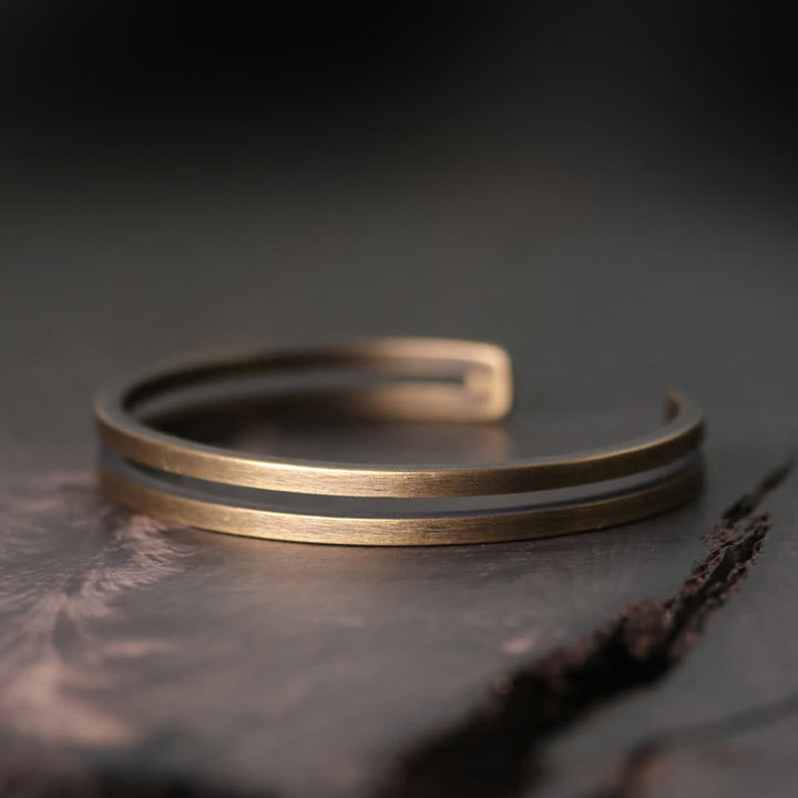 Rustikales Kupfer-Glücks-Wikinger-Manschettenarmband mit Buddha Stonesn