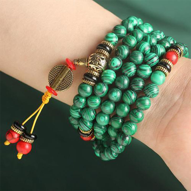 Buddha Stones Tibetische 108 Mala Malachit Perlen Armband Halskette