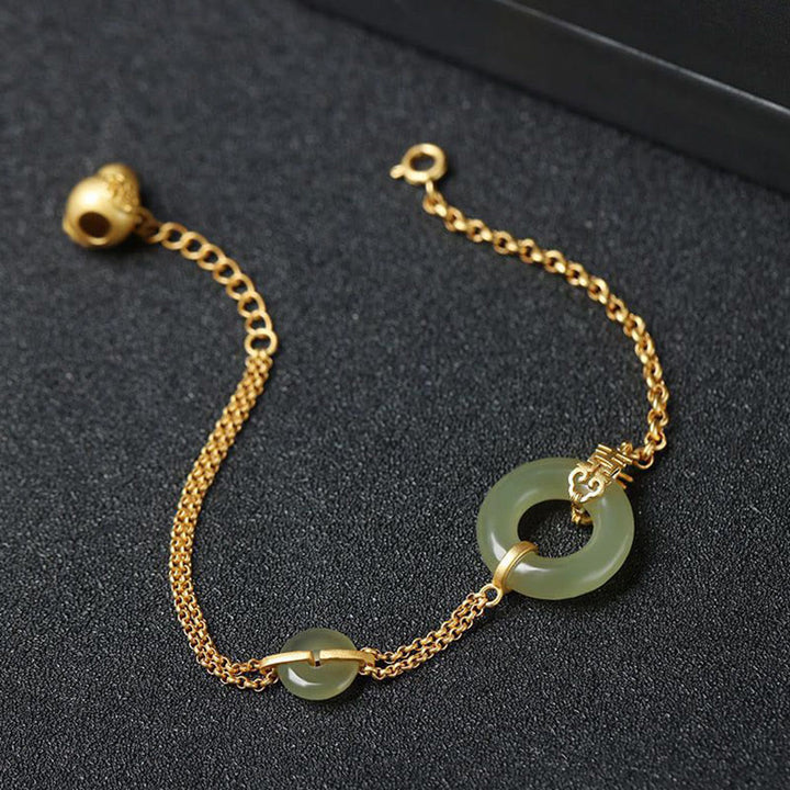 Rundes Jade-Friedensschnallen-Kürbis-Fu-Charakter-Glücksbringer-Wohlstandskettenarmband