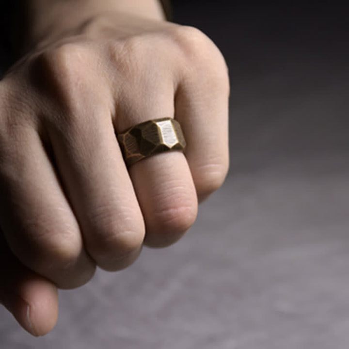 Buddha Stones Tibetischer schlichter Kupfer-Reichtumsring