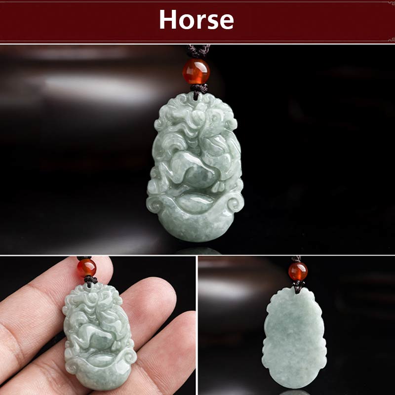 Buddha Stones, natürliche Jade, 12 chinesische Sternzeichen, Erfolgs-Anhänger-Halskette - image 13