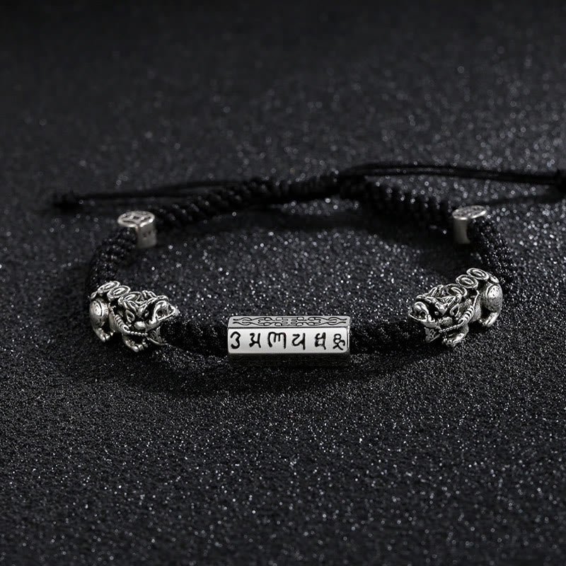 Buddha Stones Double PiXiu Feng Shui Kupfer Münze Om Mani Padme Hum String Armband - image 12