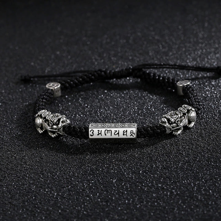 Buddha Stones Double PiXiu Feng Shui Kupfer Münze Om Mani Padme Hum String Armband - image 12