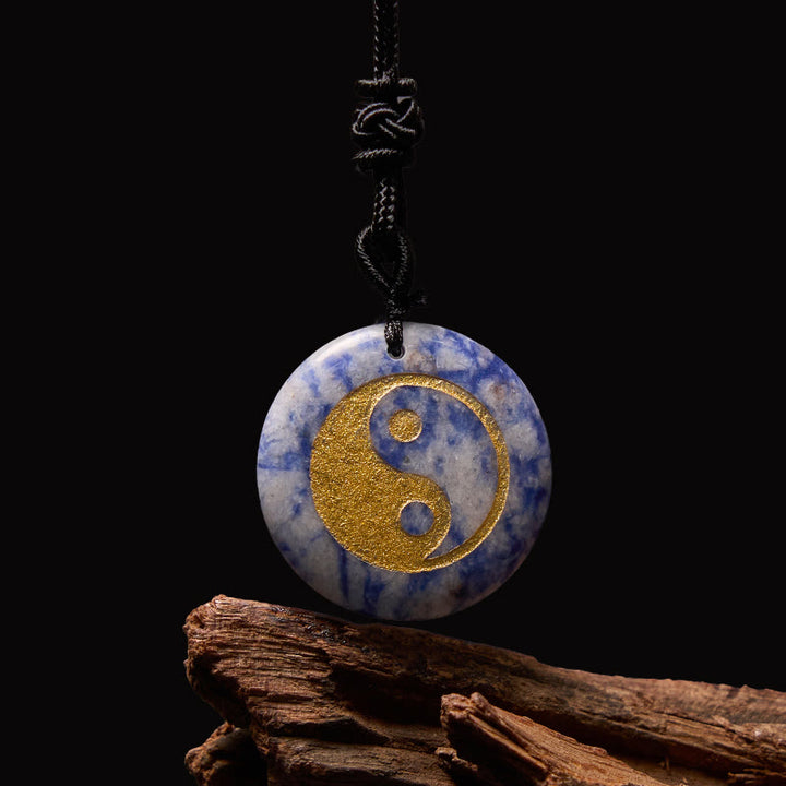 Buddha-Steine, verschiedene Kristalle, Amethyst, Tigerauge, grüner Aventurin, Yin Yang, spiritueller Halskettenanhänger