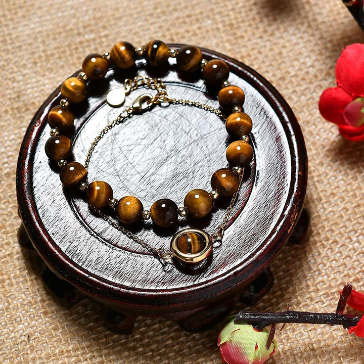 Buddha Stones Sonnenstein Erdbeerquarz Kristall Positives Armband