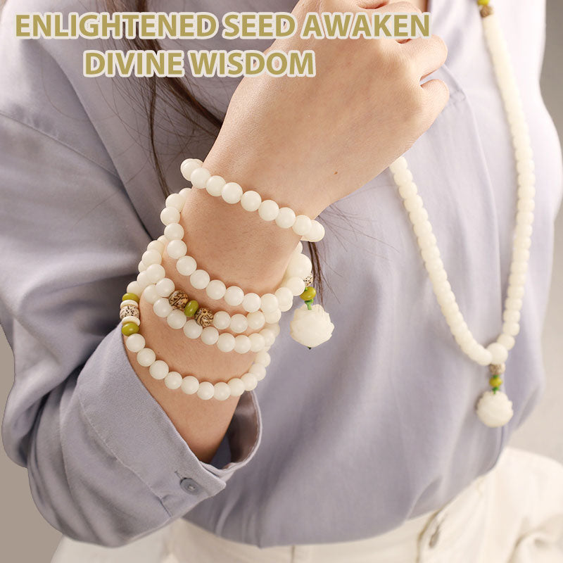 Buddha Stones Weiß Jade Bodhi Lotus Mala Harmonie Halskette Armband - image 16