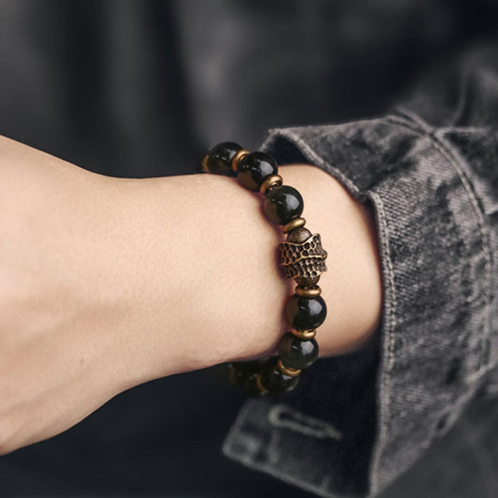 Buddha Stones Regenbogen-Obsidian-Kupfer-Liebesheilungsarmband