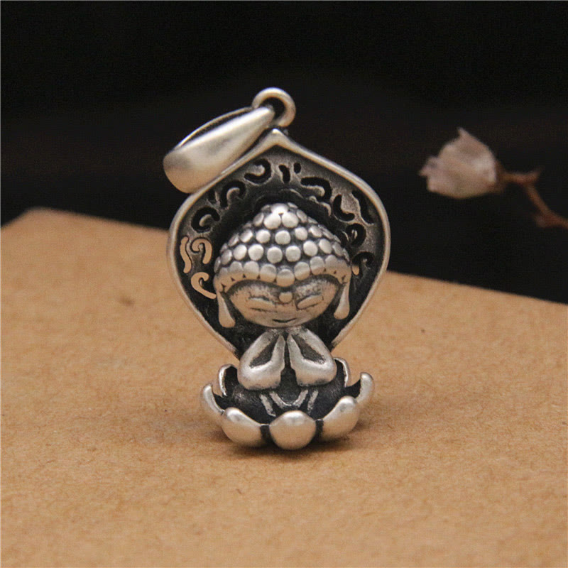 Buddha Stones 999 Sterling Silber Meditation Buddha Lotus Serenity Halskette Anhänger - image 4