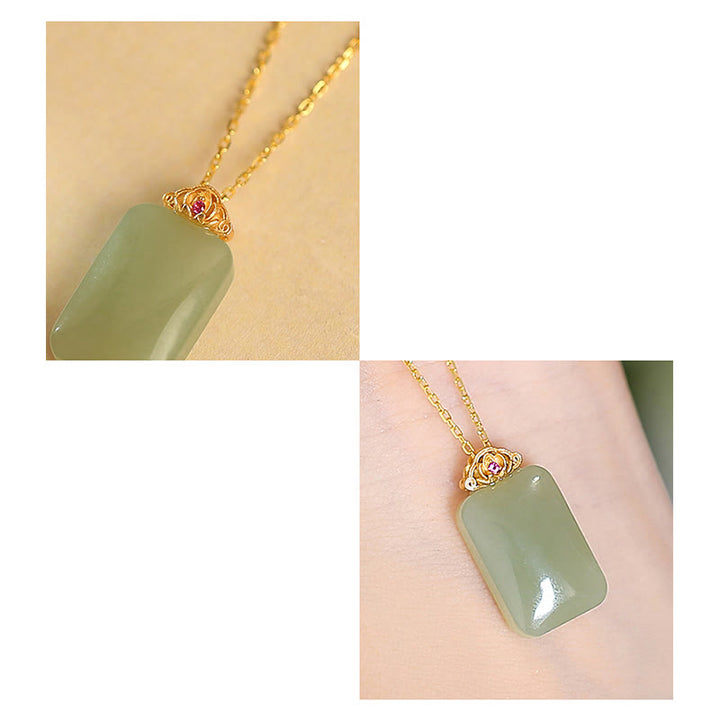 925 Sterling Silber natürliche Hetian Jade Cyan Jade Glück lachender Buddha Schmetterling Halskette Anhänger - image 41