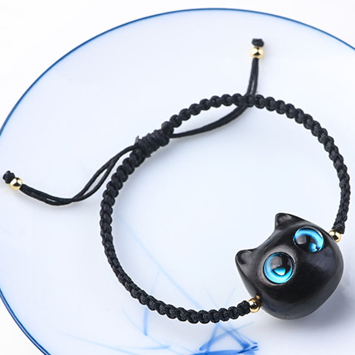 Buddha Stones, kleines Blatt, rotes Sandelholz, Ebenholz, süßer Katzenkopf, ruhiger Schutz, geflochtenes Armband - image 13