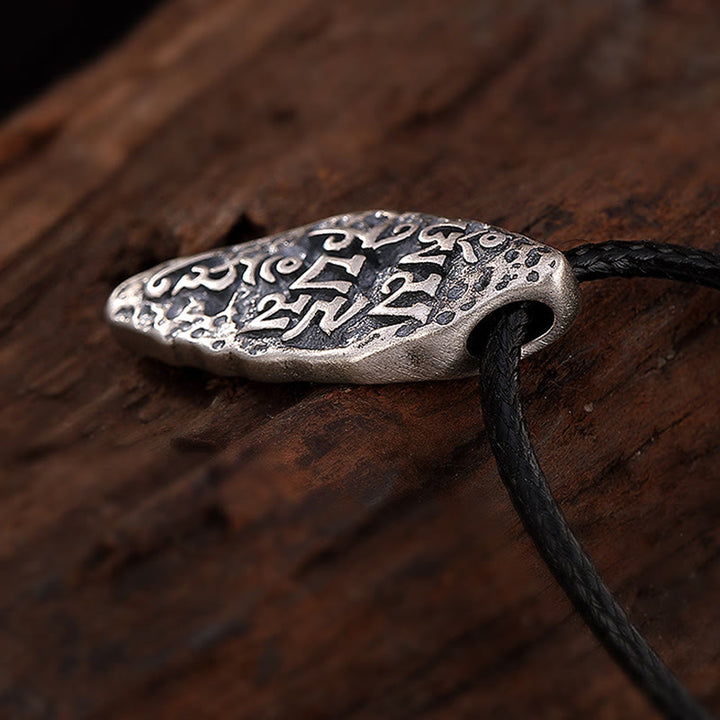 Buddha Stones, tibetisches 925er-Sterlingsilber, Om Mani Padme Hum Dorje Vajra, gravierter Stärke-Halskettenanhänger - image 6