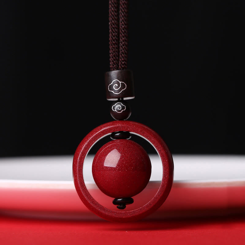 Buddha Stones, Zinnober, Om Mani Padme Hum, PiXiu, Segen, Glücksperlen-Halsketten-Anhänger - Glückverheißende Wolken - Braunes Seil - image 24