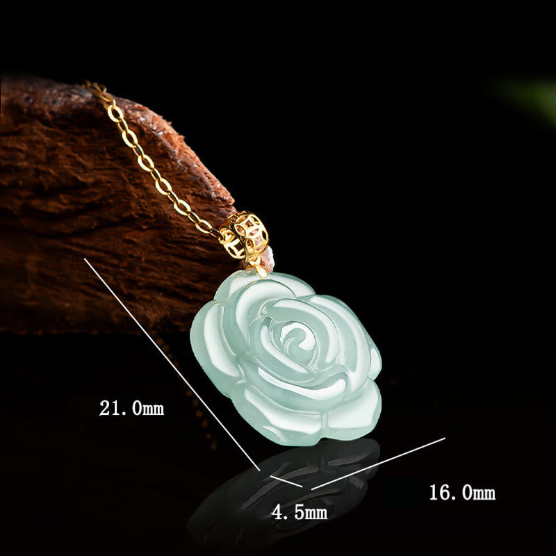 Buddha Stones 18 Karat Goldschnalle 925 Sterling Silber Kette Natürliche Jade Rose Glück Halskette Anhänger - image 8
