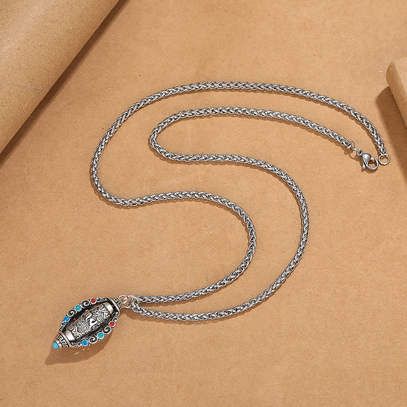 Buddha Stones tibetischer Om Mani Padme Hum Purity Drehbarer Halskettenanhänger